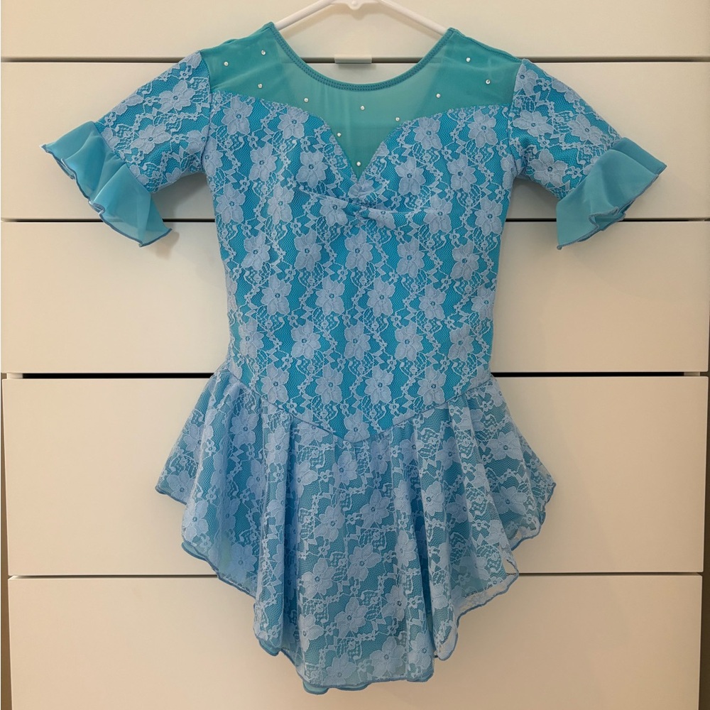 Figure Skating/Dance Costume Blue Lace and Gemstones